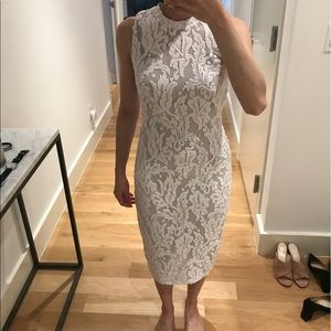 Marciano white lace midi dress