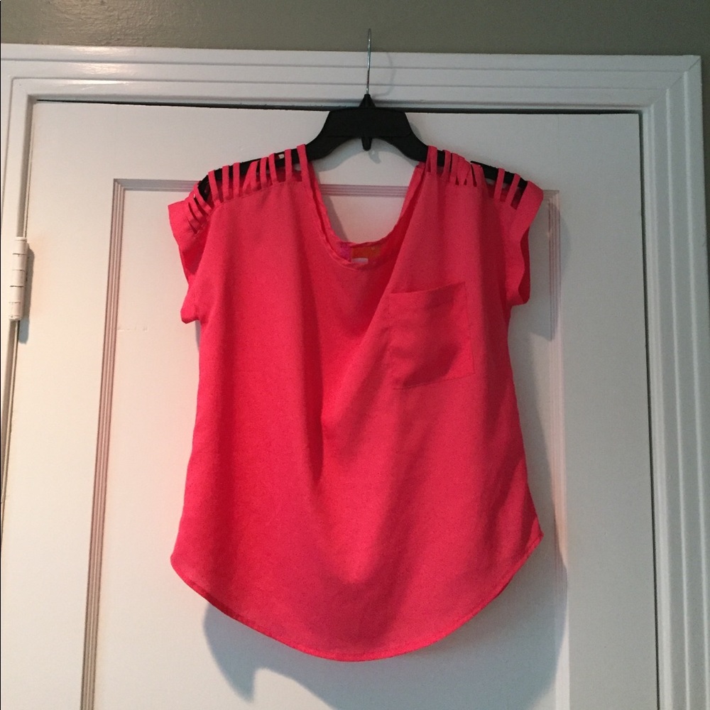 Pink Caged Shoulder Top