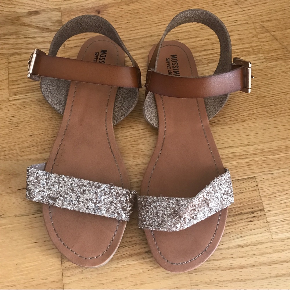 Brown/gold glitter sandals