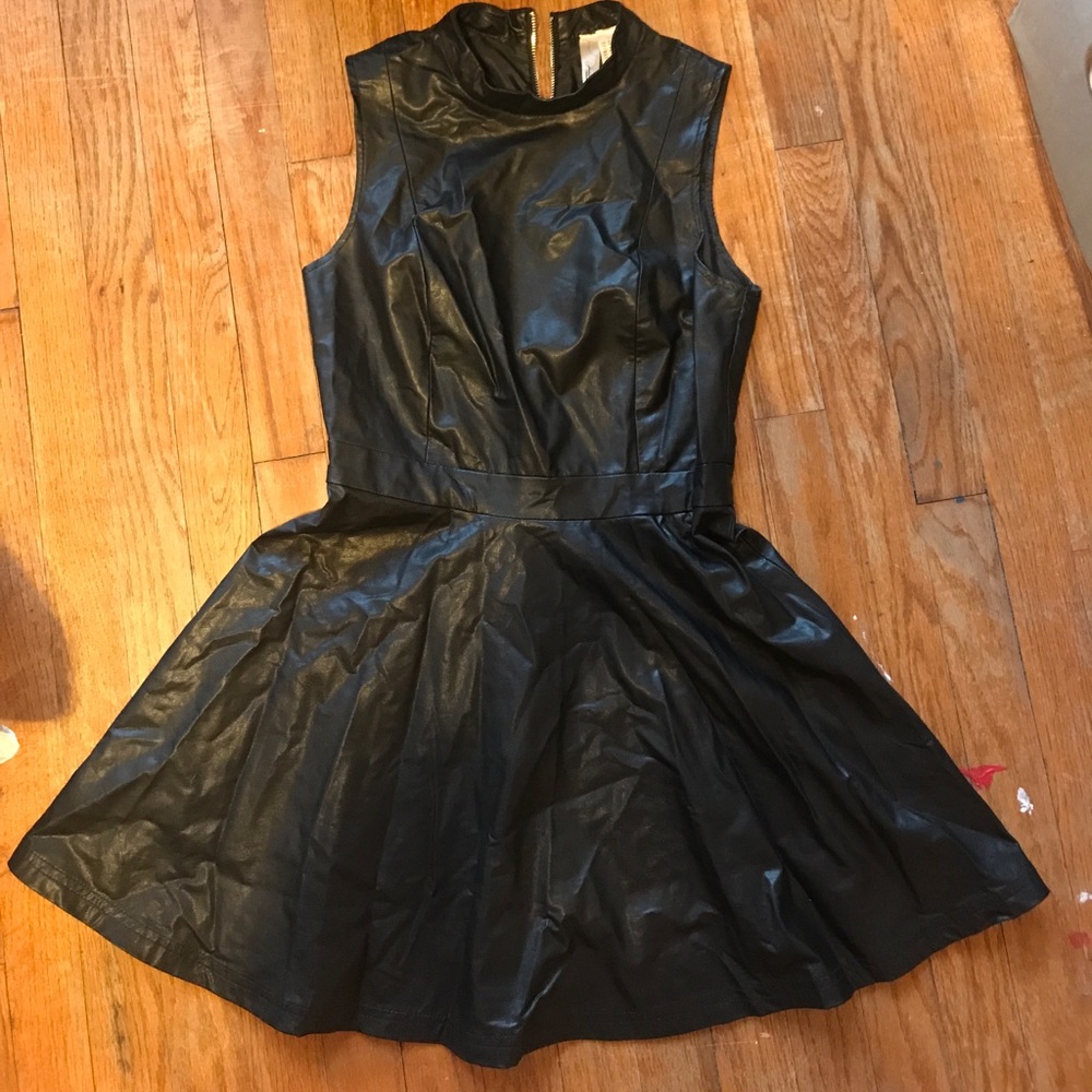Black Feax Leather mini dress