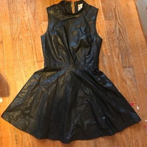 Black Feax Leather mini dress
