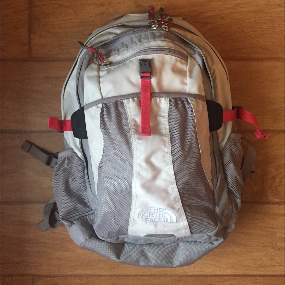 North Face Recon Backpack- White and Coral