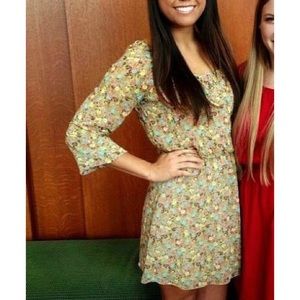 Floral three quarter sleeve dress, size medium