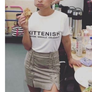 Kittenish suede mini skirt