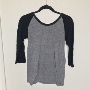 Brandy Melville Black and Grey Baseball Tee