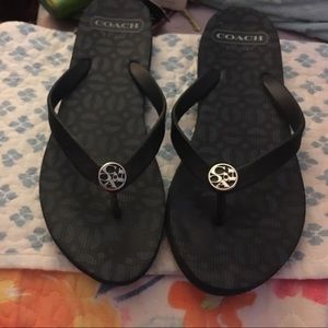 Coach flip flops navy blue