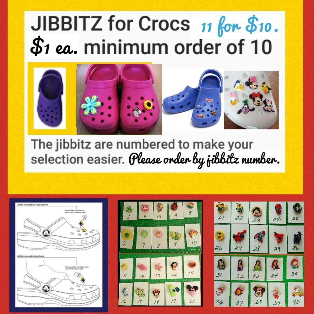 SOLD....Jibbitz for Crocs. 11 for $10.