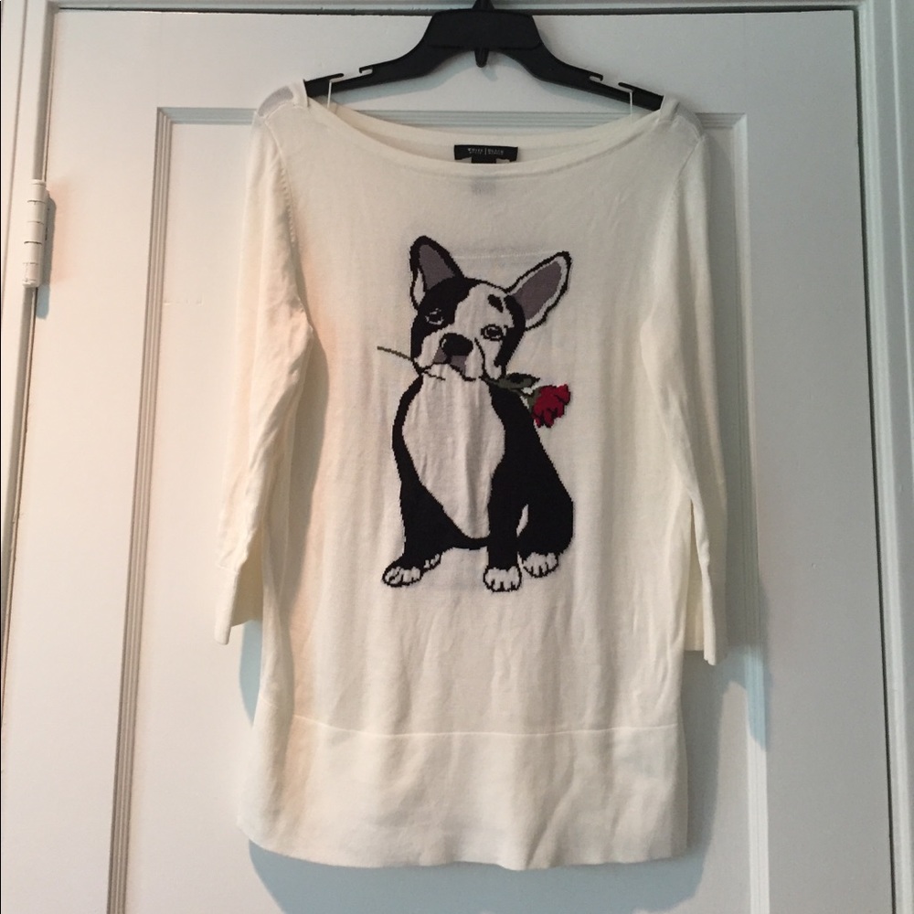 White House black market French bulldog sweater