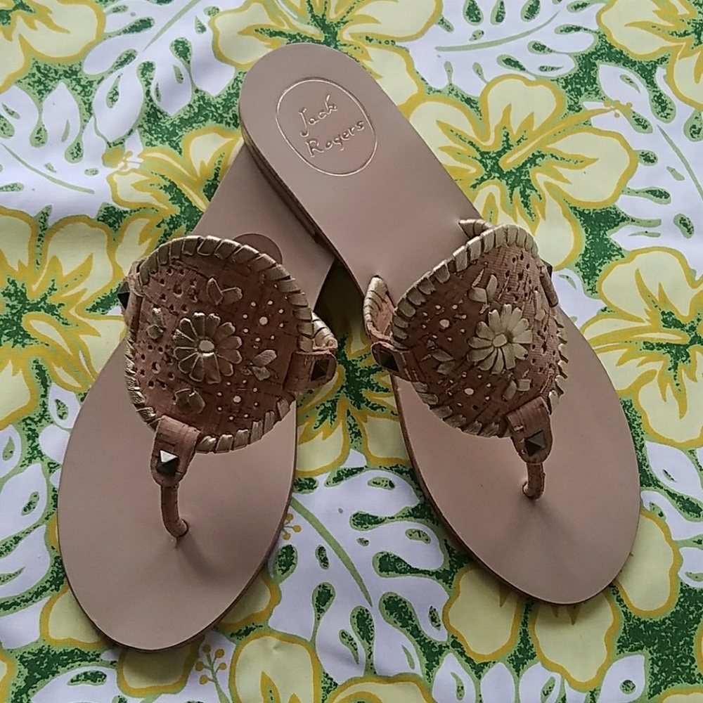 NEW  Jack Rogers Georgica Raffia cork sandals