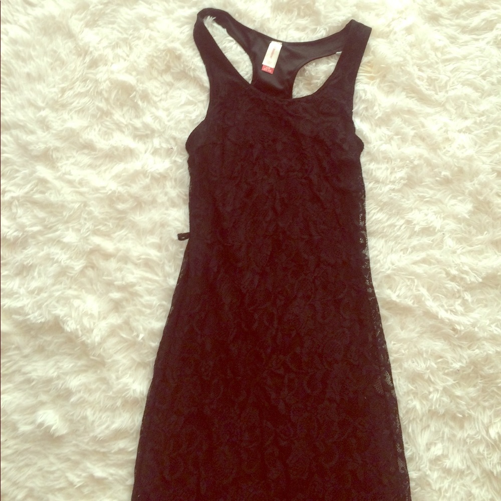 Full length black lace maxi dress