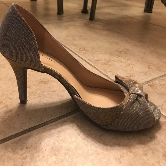 Sparkly silver-gold heels! Worn once! - Picture 3 of 5