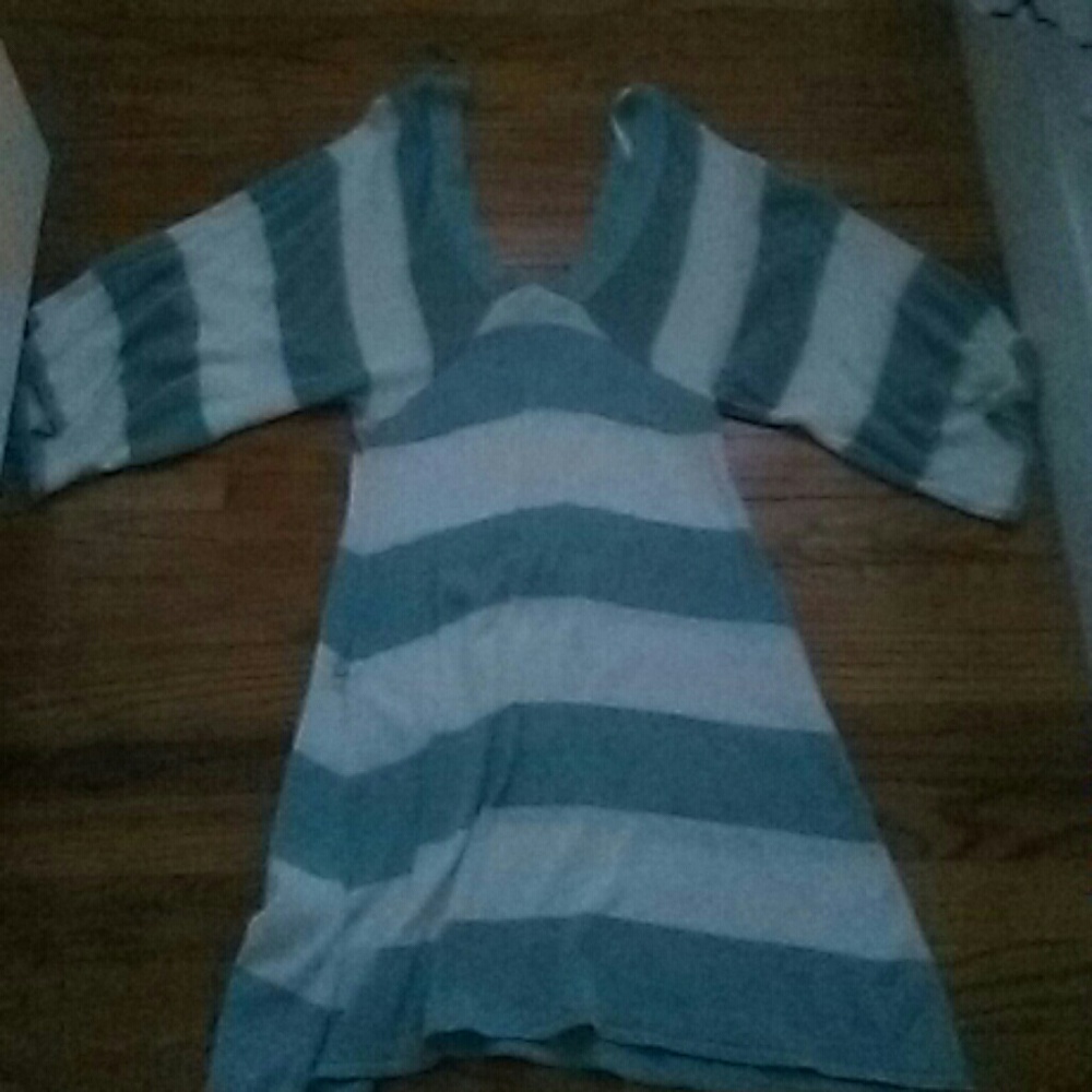 Juno knitted teal & white stripe dress