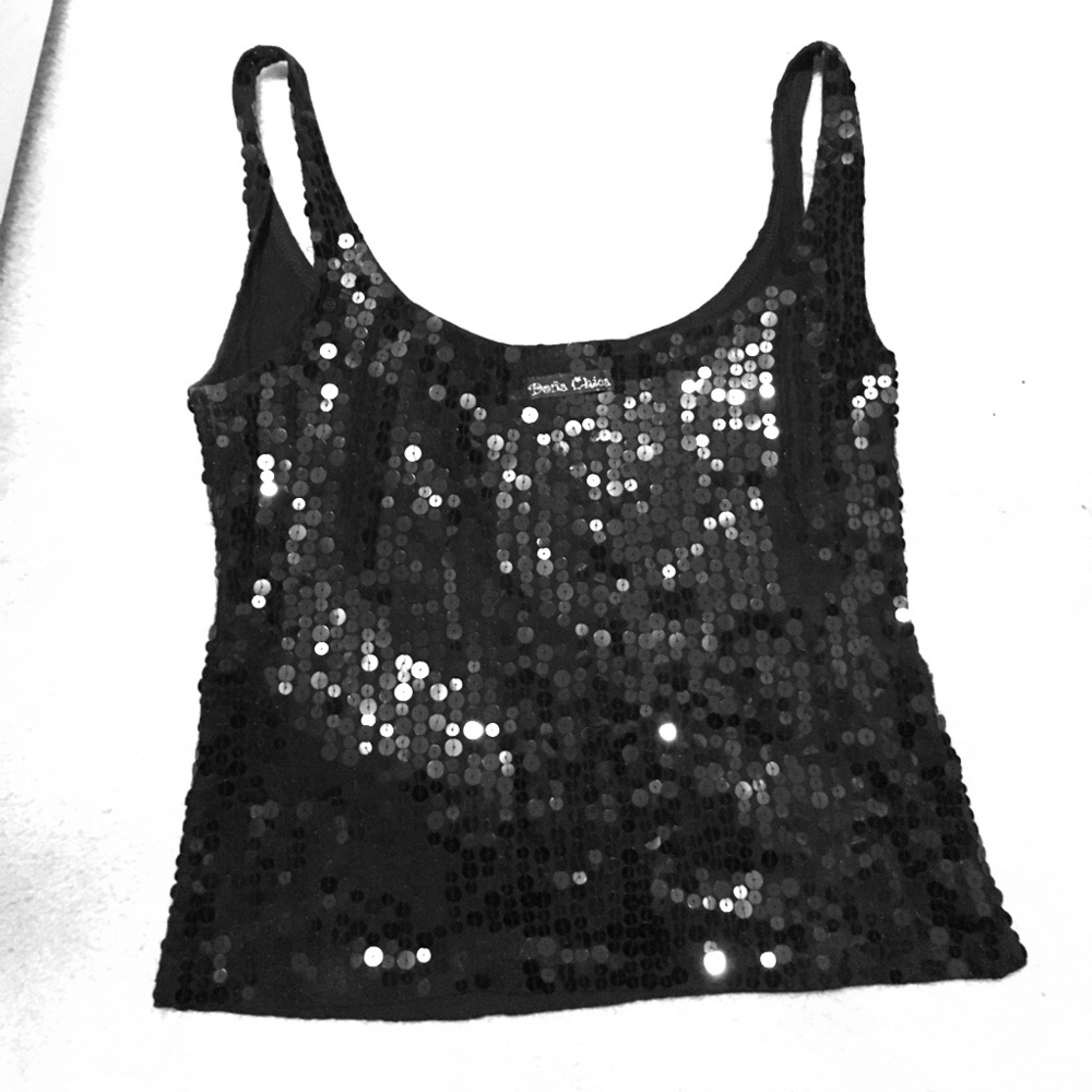 Black sequin crop top