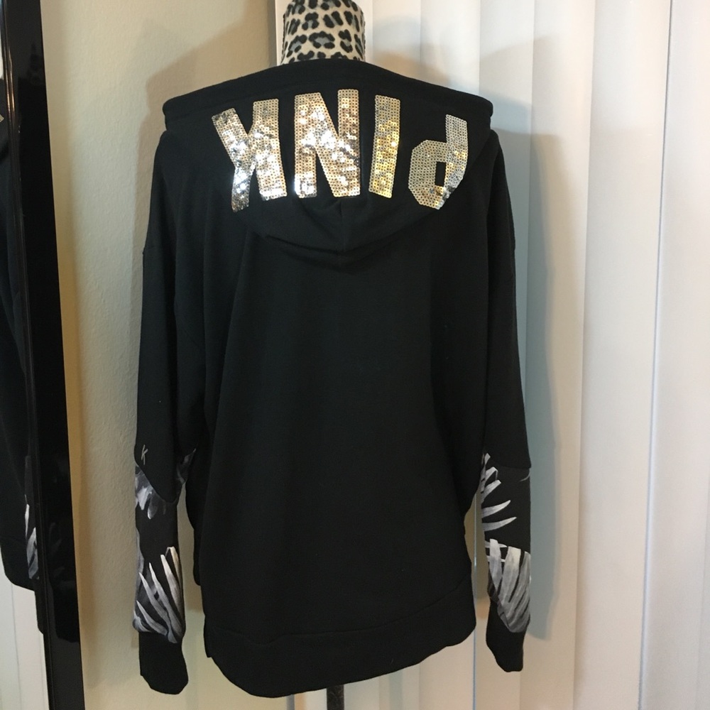 NWT VS PINK tropical bling zip up hoodie - Picture 7 of 8