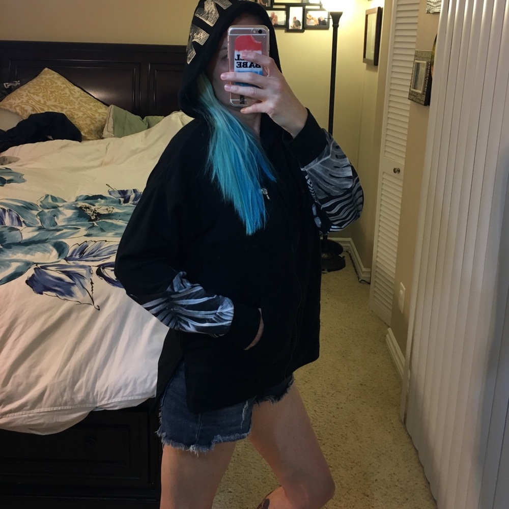 NWT VS PINK tropical bling zip up hoodie - Picture 4 of 8