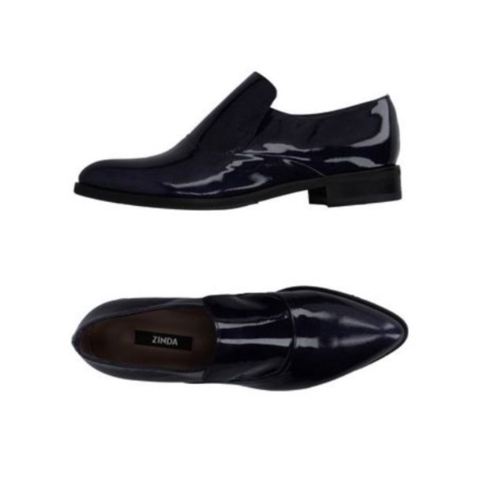 Zinda Nib moccasins 7.5 Blue patent leather shoes