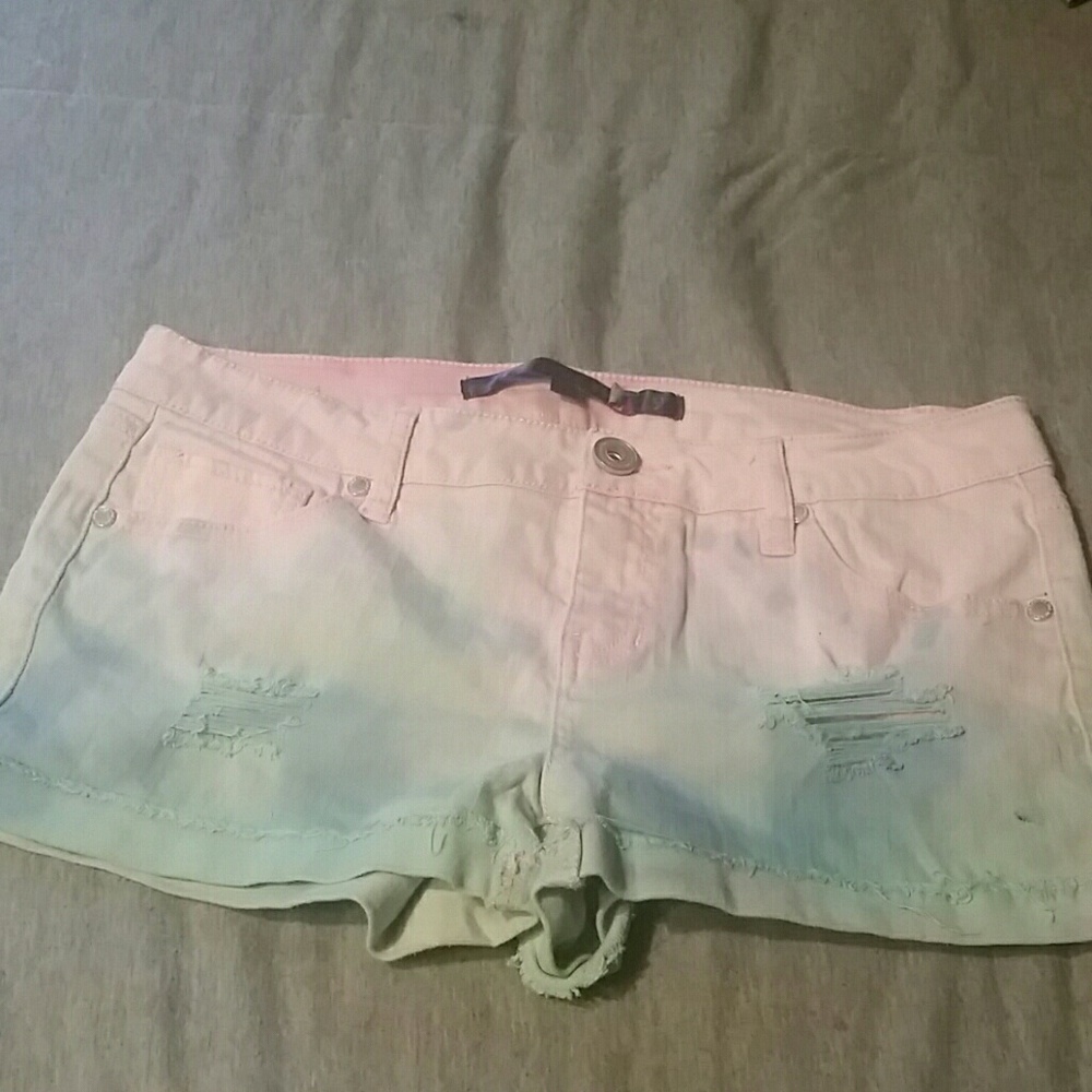 PINK/GREEN DYED SHORTS - SIZE 9