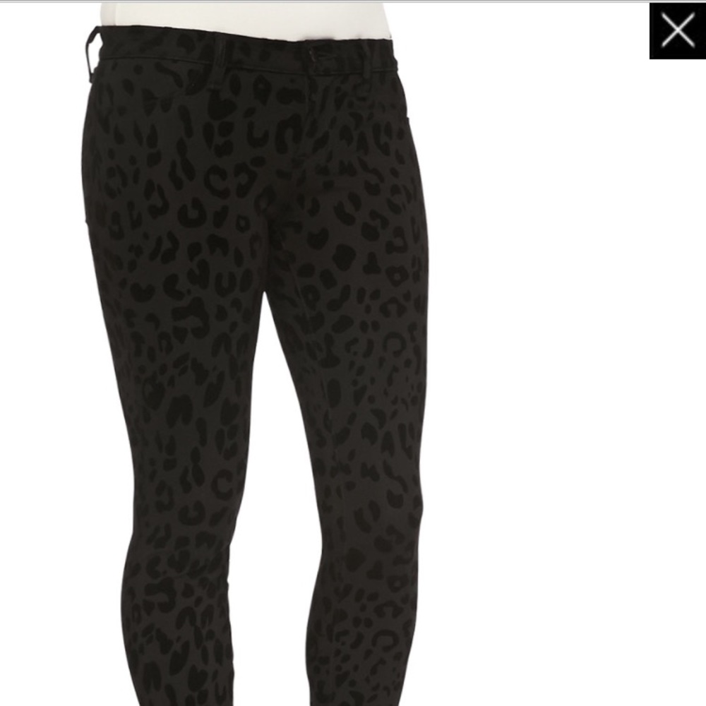 J Brand Leopard-Print Ponte Pants, Black Cat