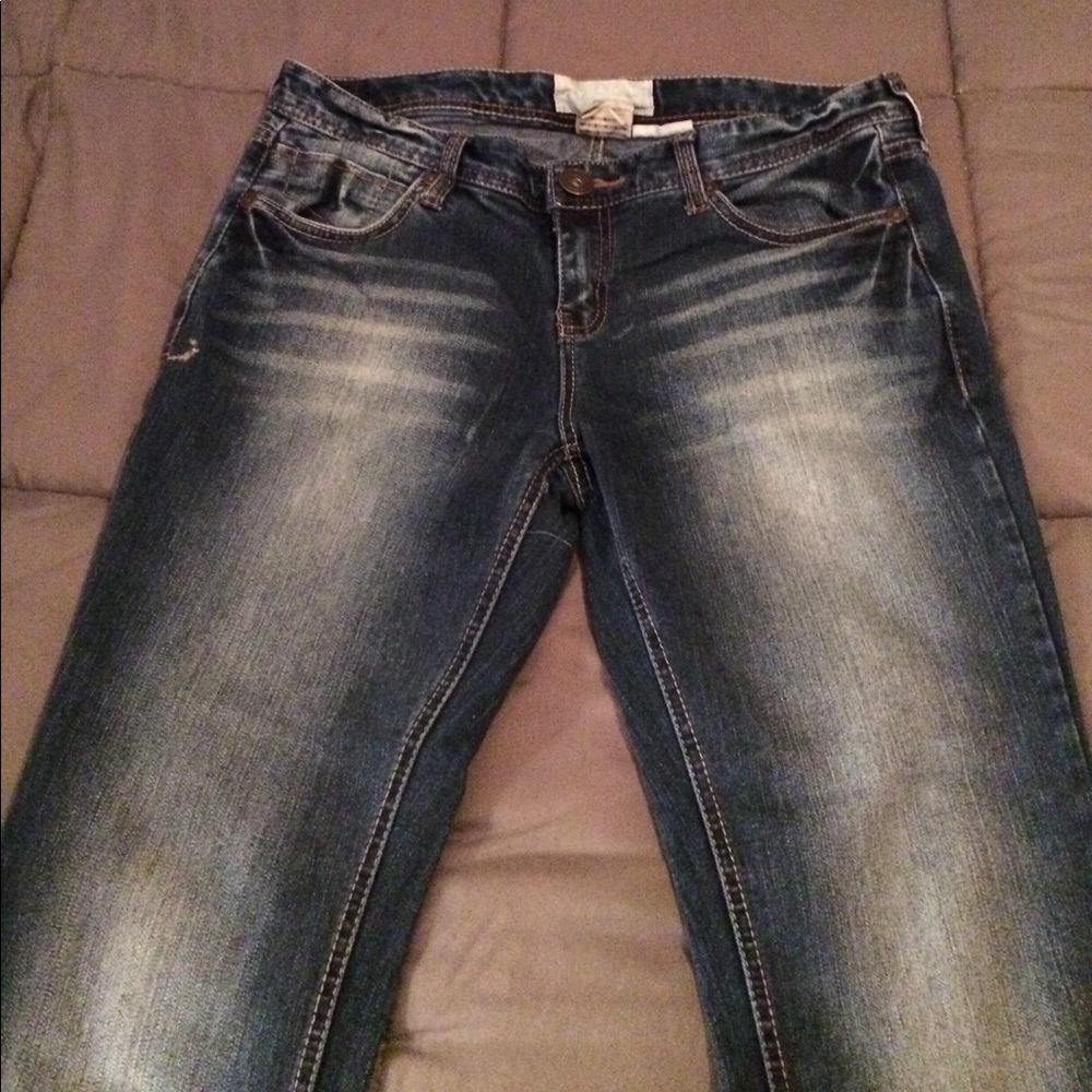 Maurice's dark wash flare jean capris