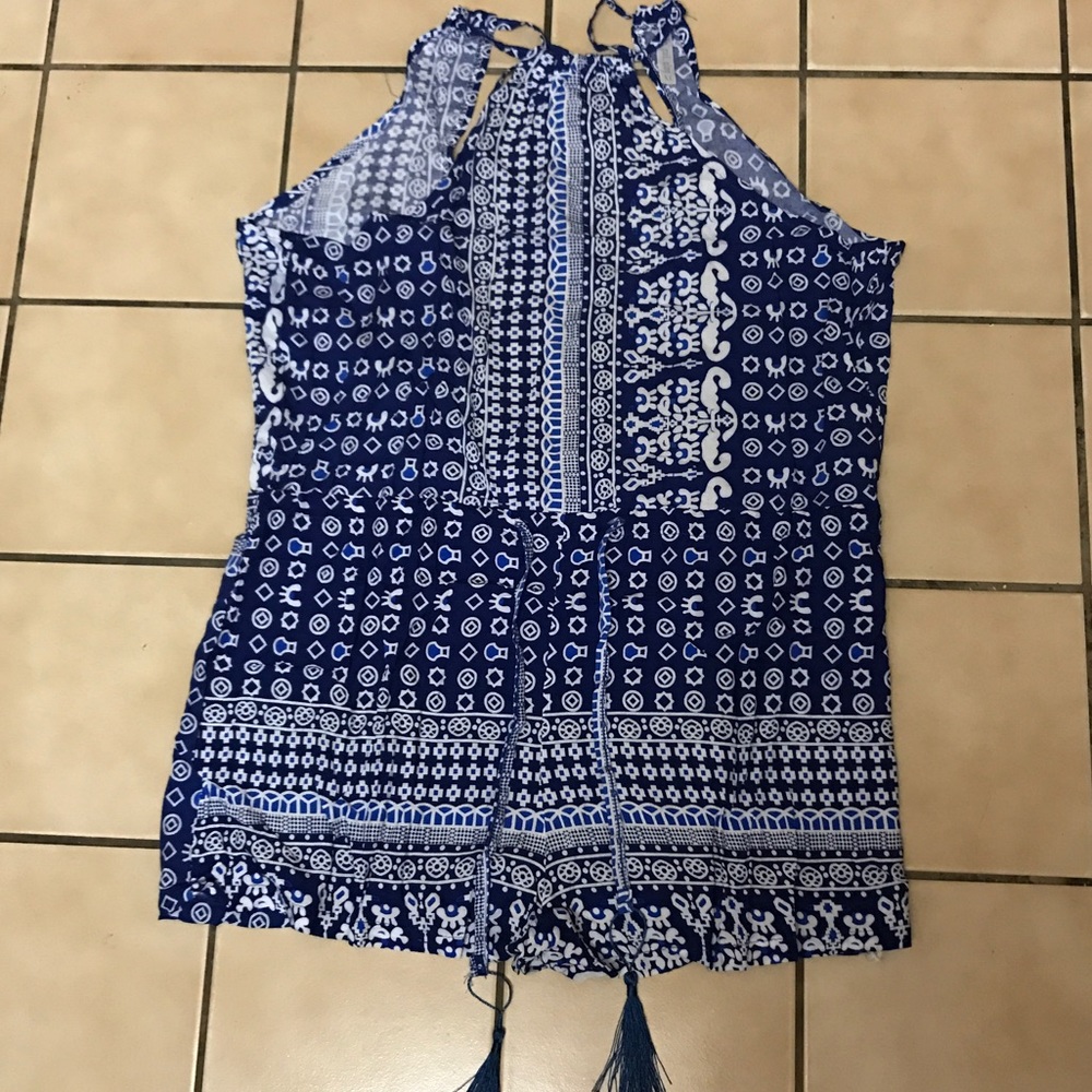 Chic Tassel waist Tie Open Back Romper - Picture 2 of 5