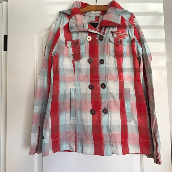 Hurley Plaid Jacket w/ Removable Hood - Picture 2 of 4