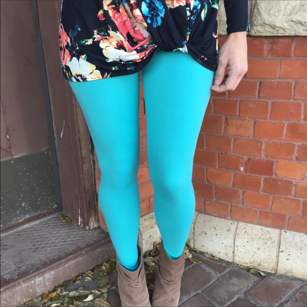 Mint/teal Solid Knit Leggings Infinity Raine