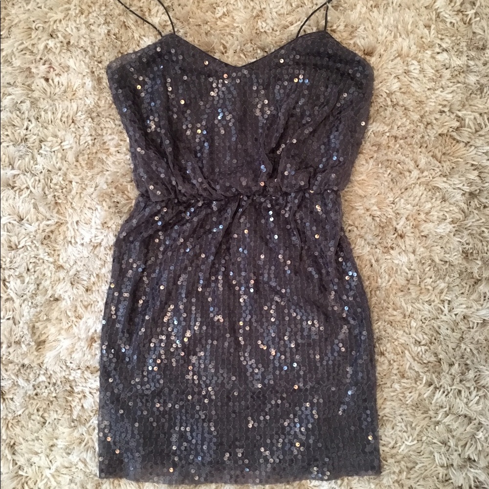 Aidan by Aidan Mattox Gray Sequined Dress