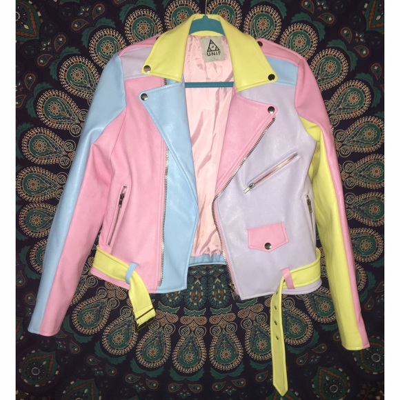 pastel leather jacket