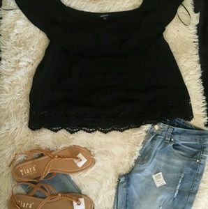 Off shoulder black top