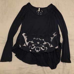 Free People Lace Detail Top