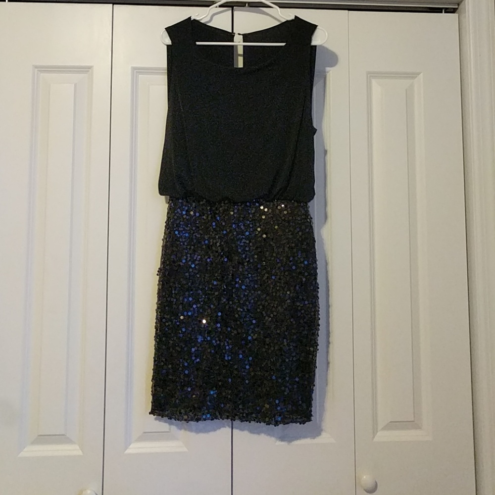 Black dress, sequin bottom half