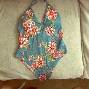 Floral printed one piece bathing suit