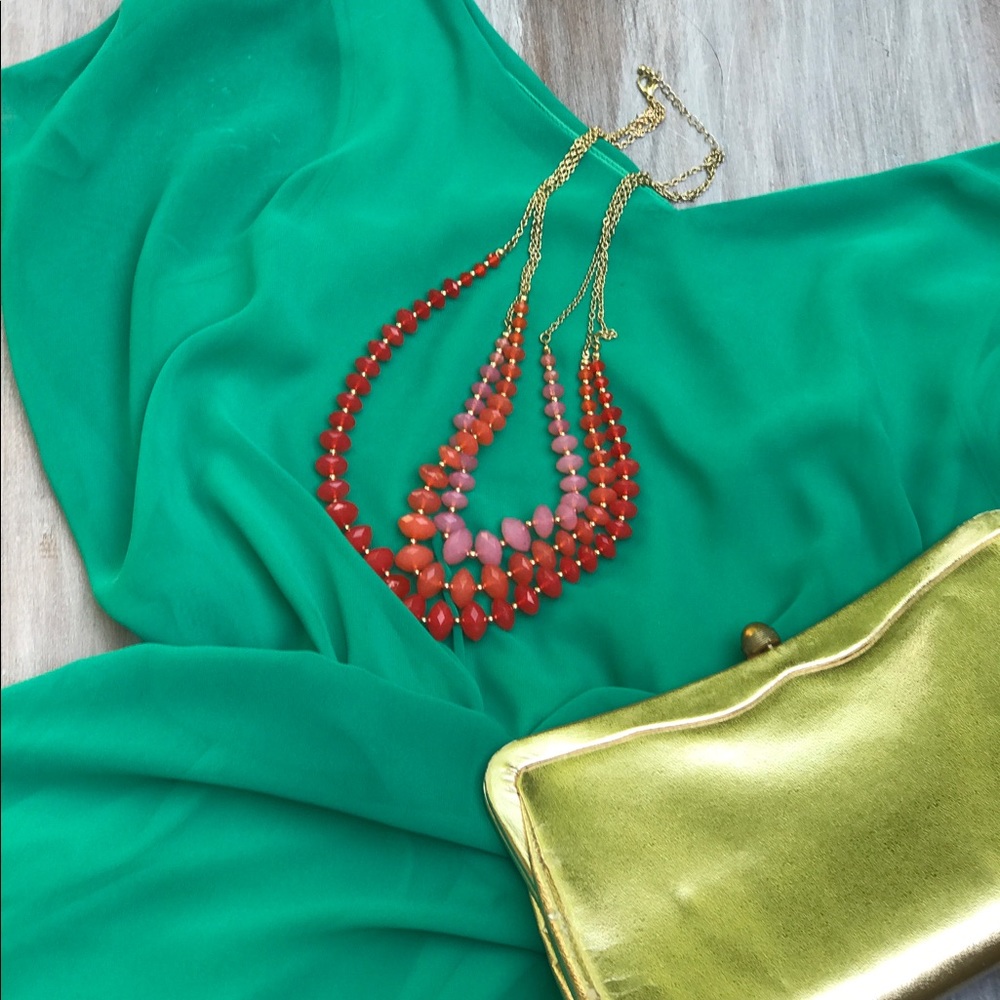 Boutique // Coral 3-Strand Beaded Necklace