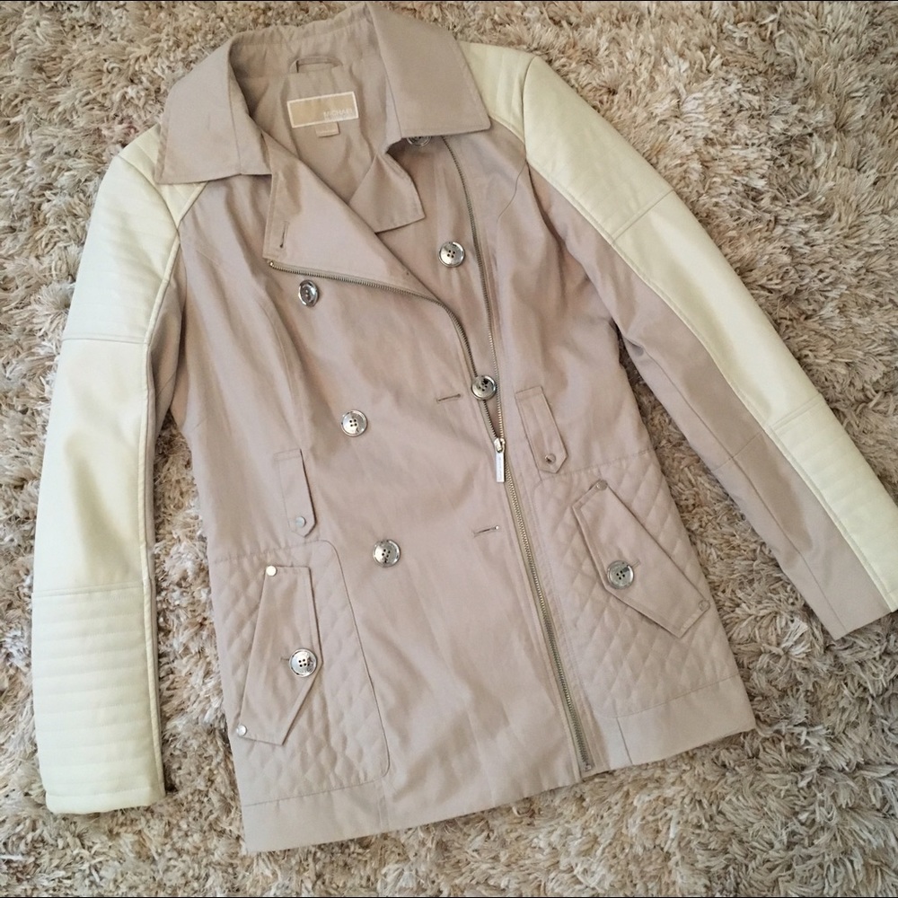 Michael Kors, Short Trench - Leather Moto Coat