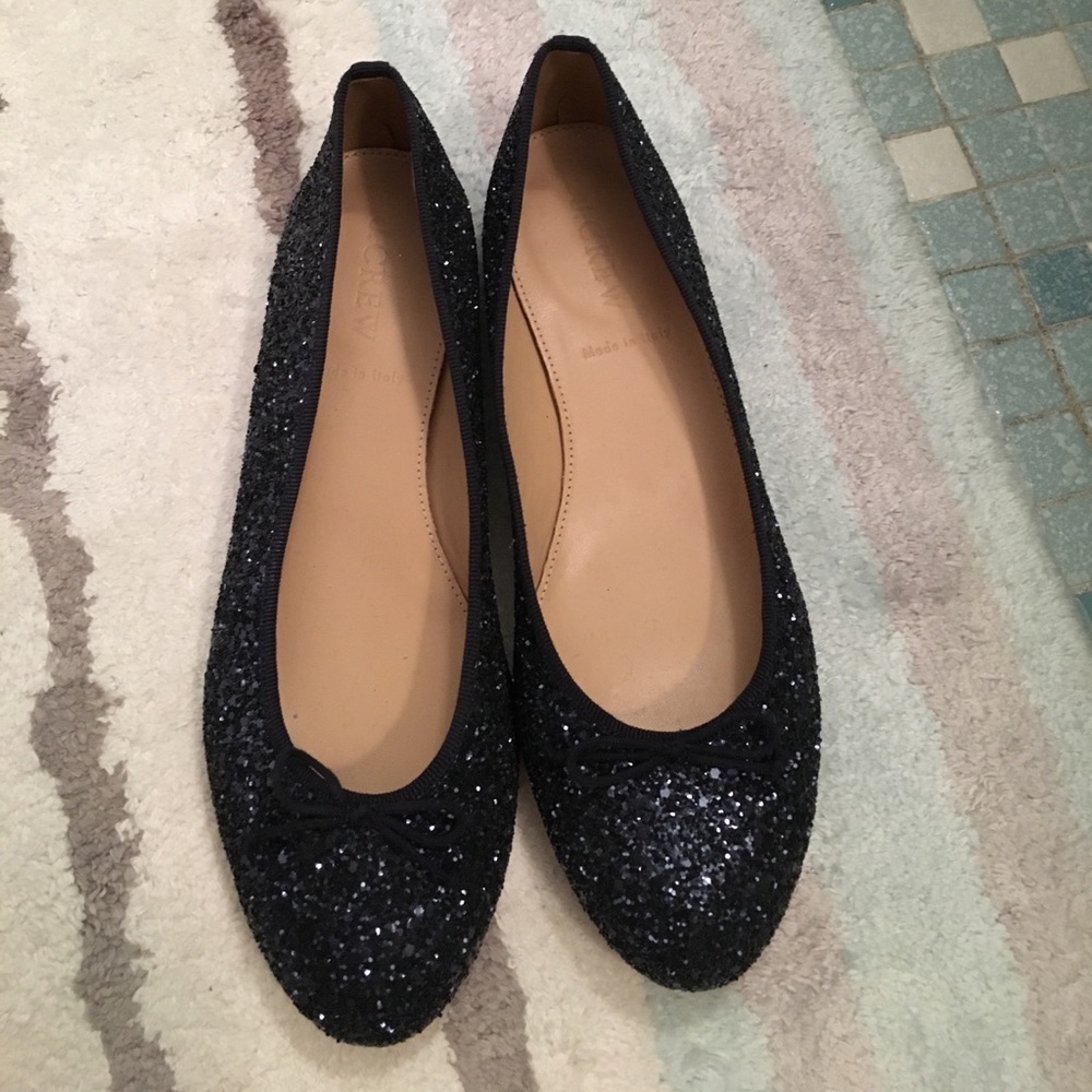 J Crew ballet flats, dark blue glitter! Gorgeous!