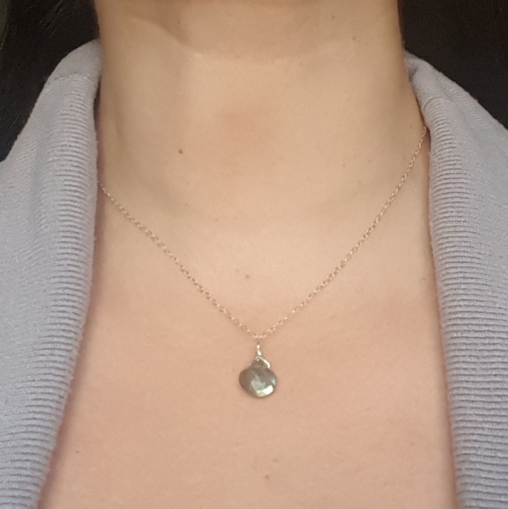 Labradorite Drop 925 Sterling Silver Necklace