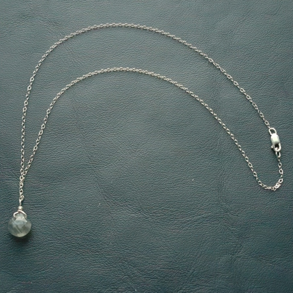 Labradorite Drop 925 Sterling Silver Necklace - Picture 6 of 7