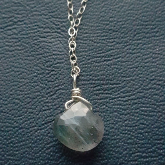 Labradorite Drop 925 Sterling Silver Necklace - Picture 5 of 7
