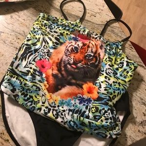 Awesome Tiger Swimsuit Girls Sz 14-16 Like New