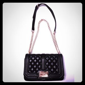 Black Bebe "quilted" gold chained shoulder bag