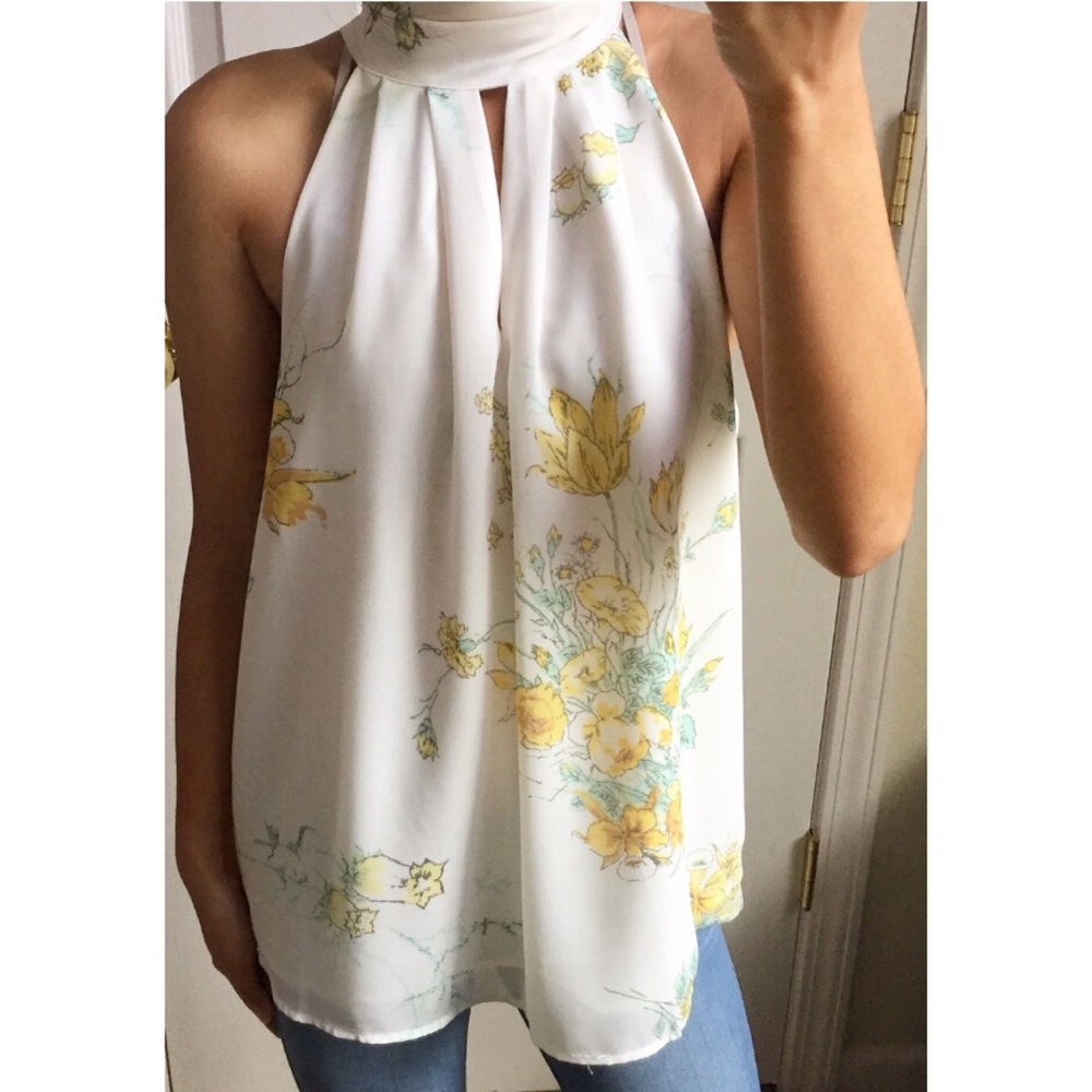 Forever 21 Floral Mock Neck Blouse