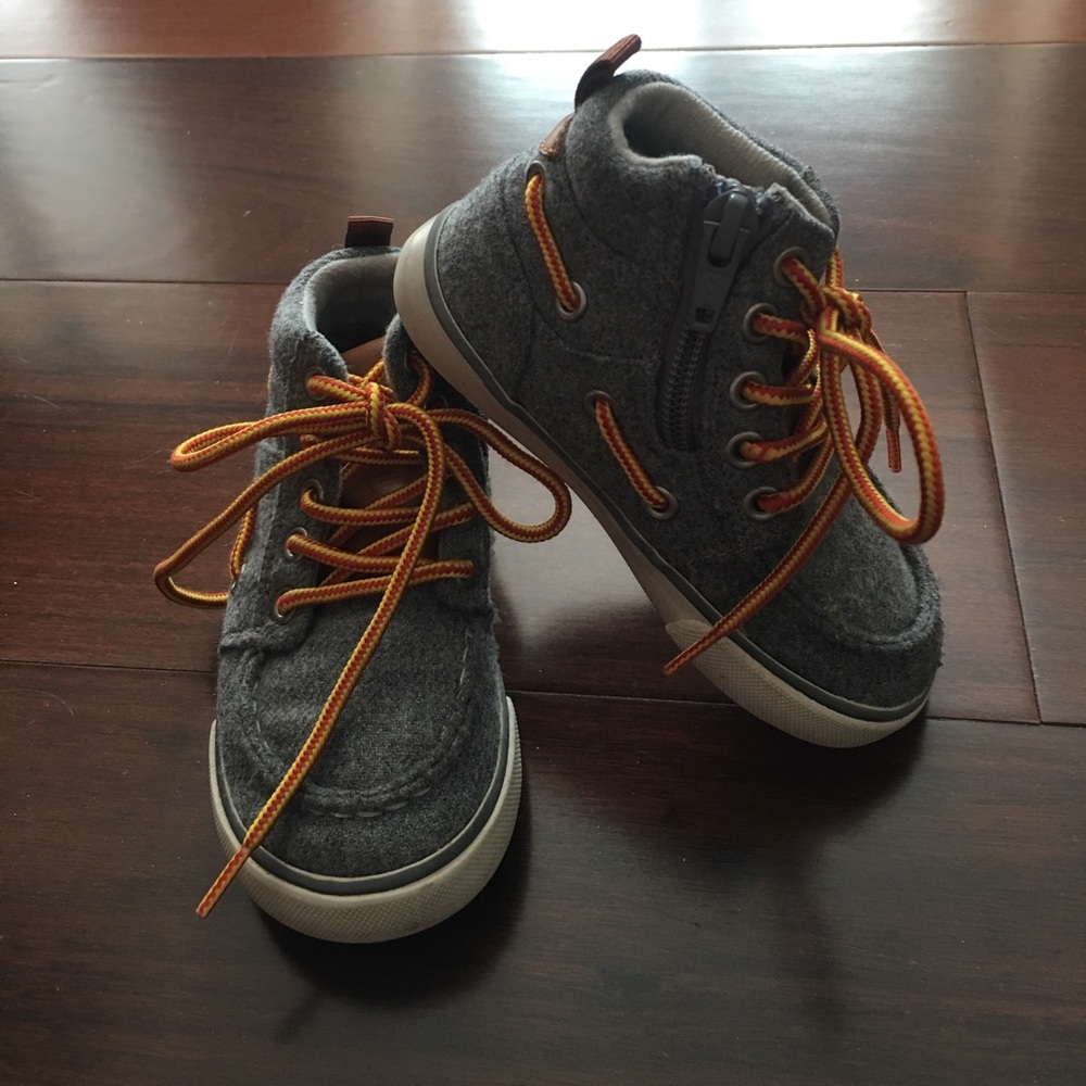 GAP Toddler Boys Gray Flannel Hi-Top Sneaker Shoes