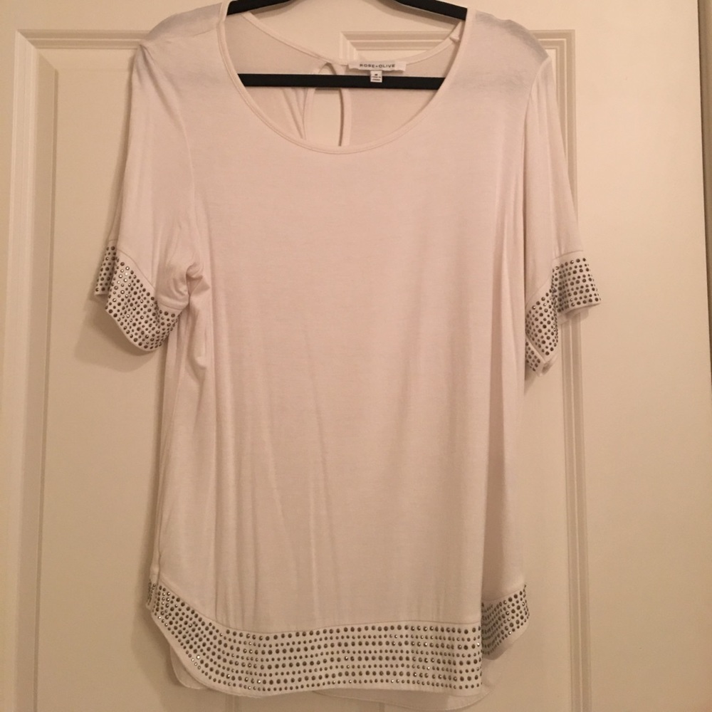 ROSE + OLIVE Cream Studded Top