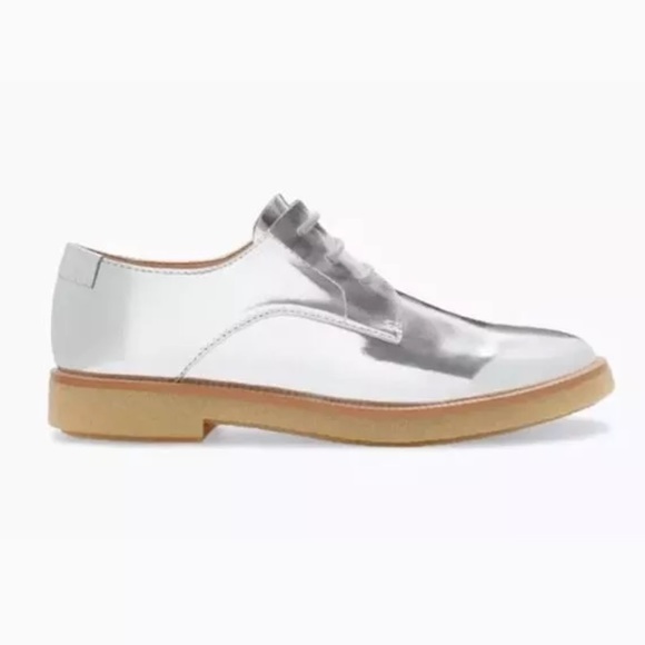 NWOB Zara TRF Special Edition Silver Oxfords Lace - Picture 2 of 2