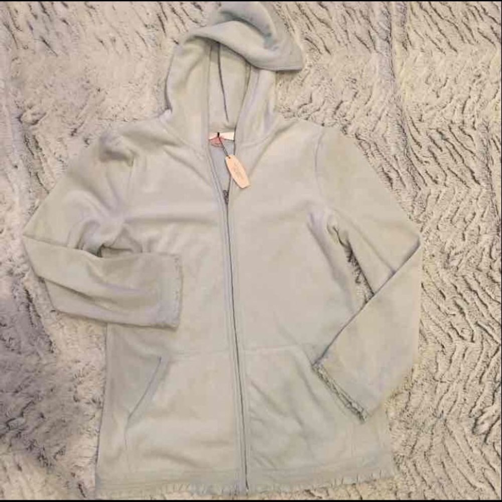 NWT Victoria's Secret Lt. Blue Velour Zip Hoodie-S