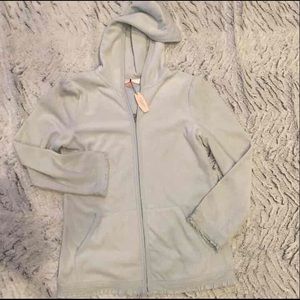 NWT Victoria's Secret Lt. Blue Velour Zip Hoodie-S