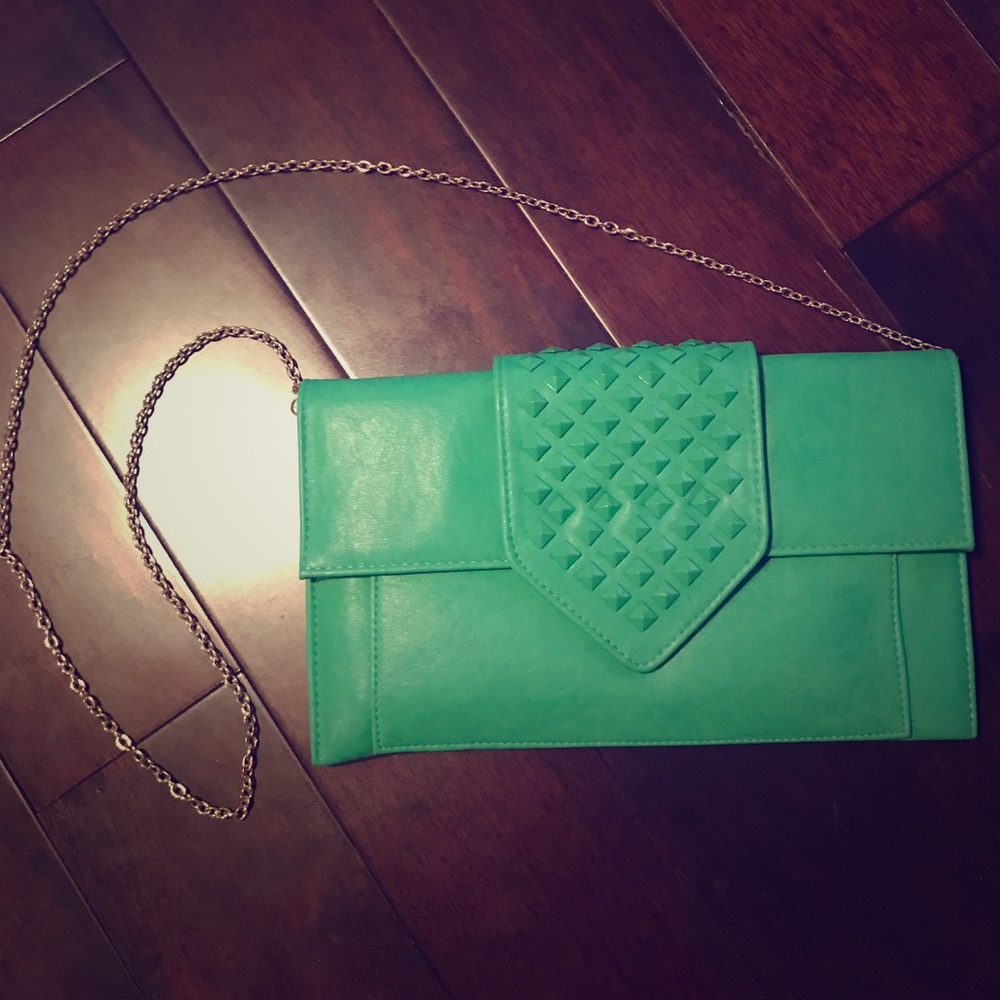 Mint Green studded cross body bag