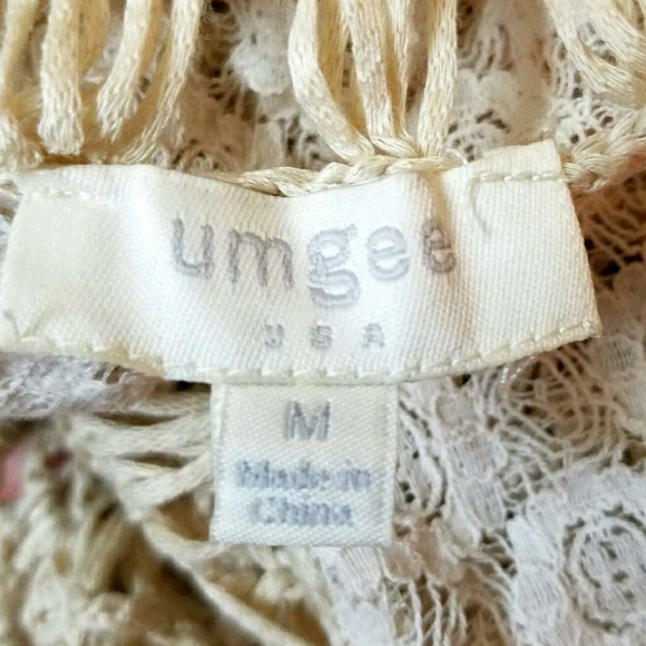 Umgee Crochet Lace Boho Vneck Slochy Top M - Picture 7 of 8