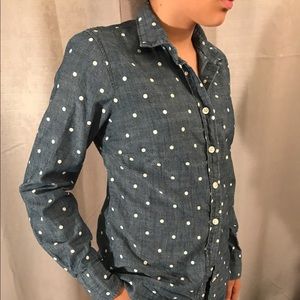 J. CREW polka dot button up