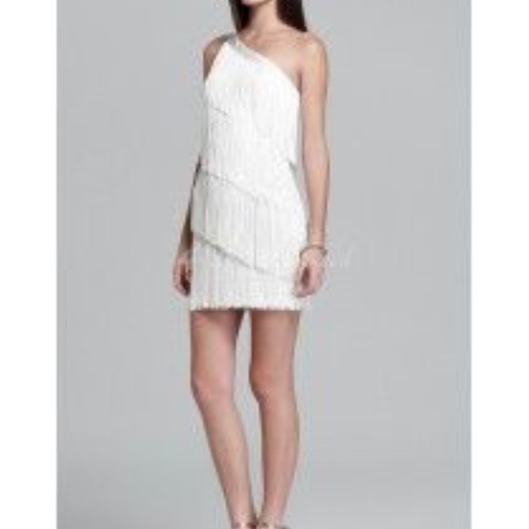 White One Shoulder Fringe Dress